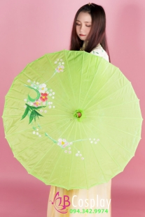 Dù Vải Xanh Lá Chuối Cán Tre