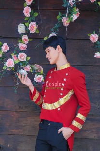 Vest Hoàng Tử Đỏ Viền Vàng Gấm