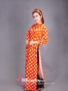Áo Dài Cô Ba Sài Gòn Cam Chấm Bi