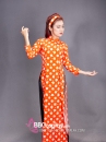 Áo Dài Cô Ba Sài Gòn Cam Chấm Bi