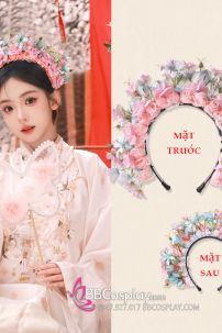 Vòng Hoa Đội Đầu Bờm Hoa Tuyền Châu - Trend Cài Hoa Lên Tóc - Màu Hồng