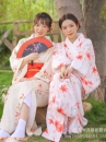 Yukata Trắng Hoa Ly Đỏ