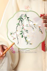 Quạt Hoa Thêu Hoa Sen Và Cá Vàng