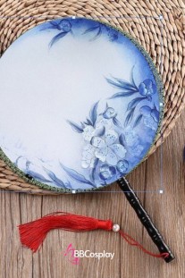 Quạt Mỹ Nhân Trắng Hoa Xanh