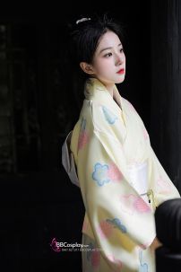 Áo Yukata Kiniro Hoa Tặng Kèm Thắt Lưng