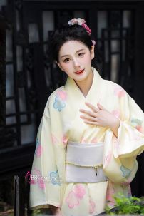 Áo Yukata Kiniro Hoa Tặng Kèm Thắt Lưng