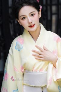 Áo Yukata Kiniro Hoa Tặng Kèm Thắt Lưng