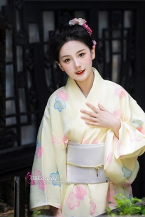 Áo Yukata Kiniro Hoa Tặng Kèm Thắt Lưng