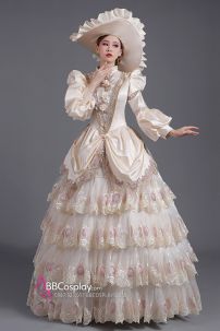 Đầm Châu Âu Boutique Hoàng Gia Anh Vàng Kem