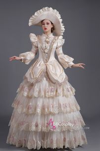 Đầm Châu Âu Boutique Hoàng Gia Anh Vàng Kem