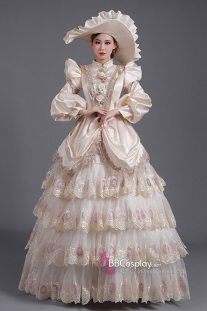 Đầm Châu Âu Boutique Hoàng Gia Anh Vàng Kem