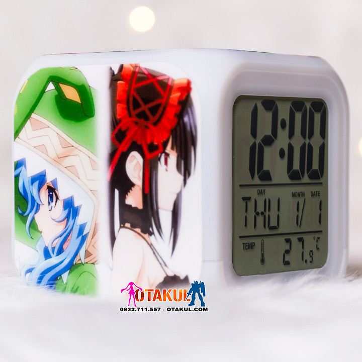 Đồng Hồ Báo Thức Vuông - Kurumi & Yoshino