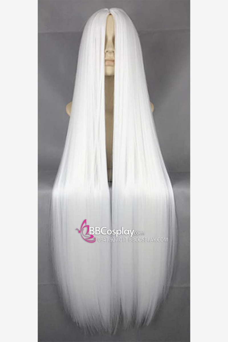 tóc giả hai mái màu trắng dài 150cm