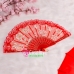 Quạt Vải Ren Đỏ