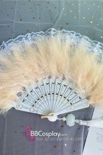 Quạt Lông Vũ Vàng Pastel