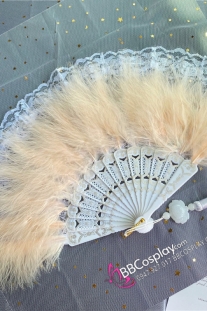 Quạt Lông Vũ Vàng Pastel