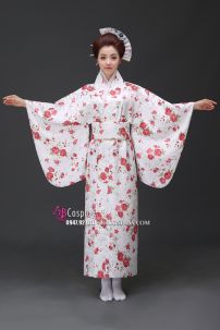 Yukata YEN Trắng Hoa Đỏ