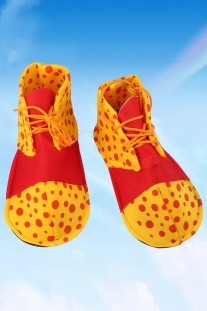 Giày Chú Hề Đỏ Mũi Vàng Chấm Bi