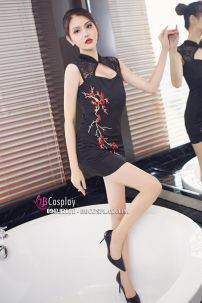 Sườn Xám Đen Ngắn