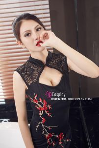 Sườn Xám Đen Ngắn