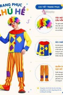 Trang Phục Chú Hề Nam Kiểu Áo Vá Nhiều Màu