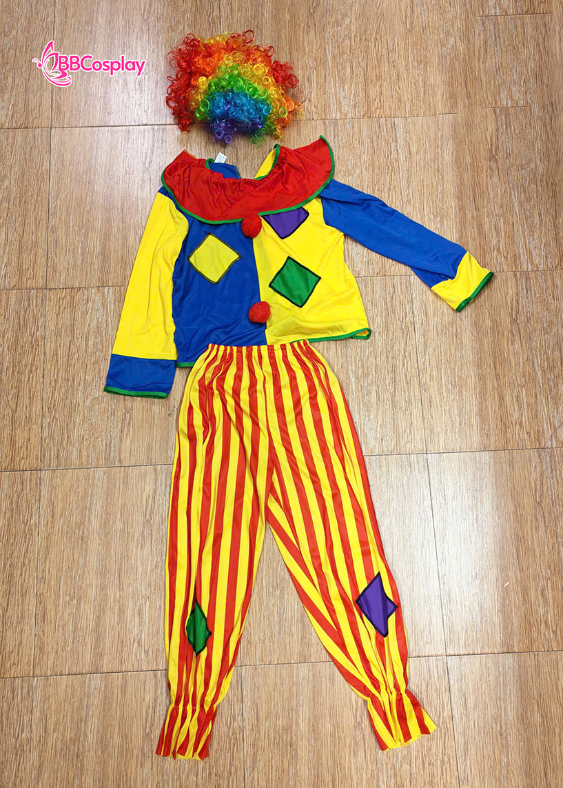 Trang Phục Chú Hề Nam Kiểu Áo Vá Nhiều Màu