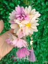 Kanzashi Hoa Cài Tóc Lớn Tím Phối Trắng