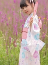 Yukata Cho Bé Gái Nền Trắng Hoa Xanh