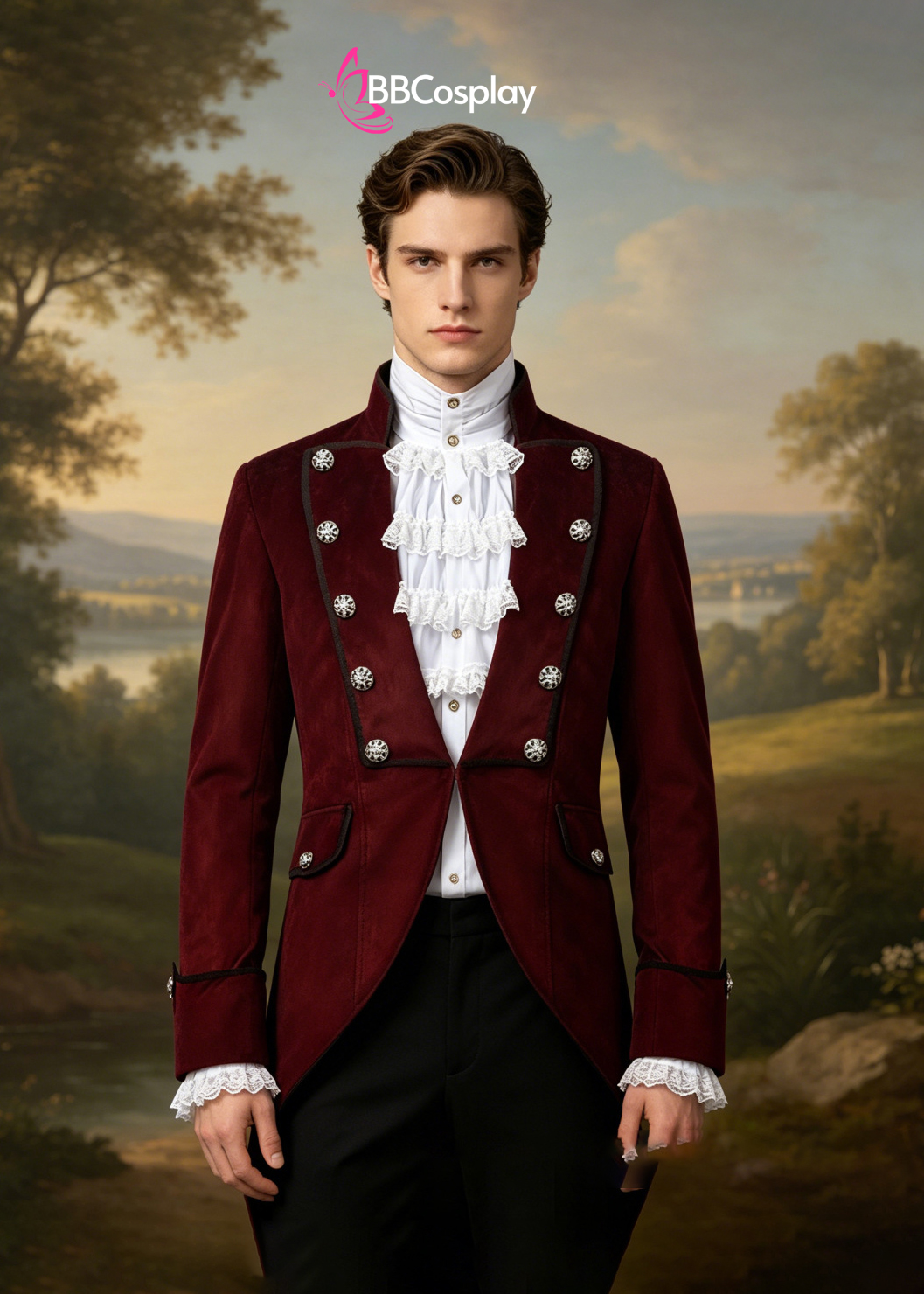Vest Đuôi Tôm Dạ Hội Medieval Vintage Đỏ Nhung