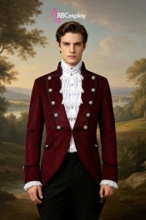 Vest Đuôi Tôm Dạ Hội Medieval Vintage Đỏ Nhung