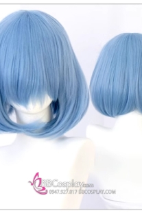 Tóc Giả Ngắn Xanh Xám Mái Xéo