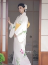 Áo Kimono Yukata Mùa Hè Trắng Kem Tặng Kèm Thắt Lưng
