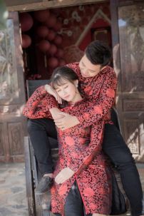 Cặp Áo Sẩm Nam Nữ Đỏ Gấm