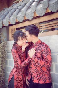 Cặp Áo Sẩm Nam Nữ Đỏ Gấm