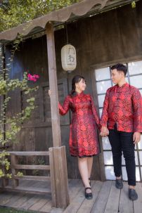 Cặp Áo Sẩm Nam Nữ Đỏ Gấm