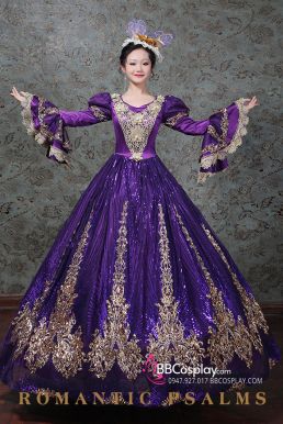 Trang Phục Châu Âu Đầm Hoàng Tộc Violet Cổ Điển 18Th Century