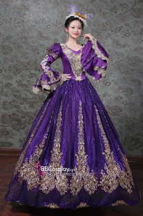 Trang Phục Châu Âu Đầm Hoàng Tộc Violet Cổ Điển 18Th Century