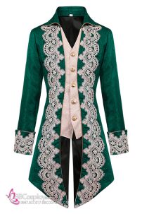 Vest Bá Tước Châu Âu May Kèm Ghilê Xanh Lá