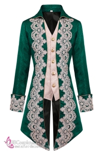 Vest Bá Tước Châu Âu May Kèm Ghilê Xanh Lá