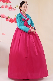 Hanbok HQ Giá Rẻ Áo Xanh Váy Hồng Nơ Hồng