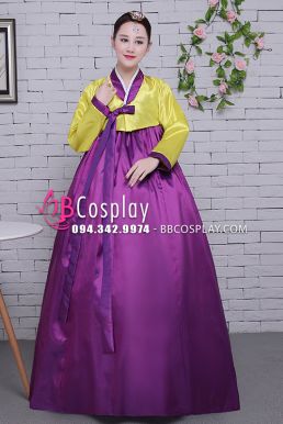 Hanbok Hàn Quốc Giá Rẻ Áo Vàng Váy Tím