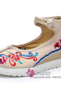 Giày Thêu Màu Be