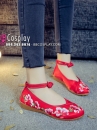 Giày Đỏ Thêu Hoa Hồng - Hài Hán Phục Thêu