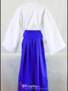 Yukata Áo Trắng Hakama Xanh Dương