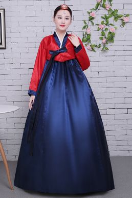 Hanbok Hàn Quốc Áo Đỏ Váy Xanh