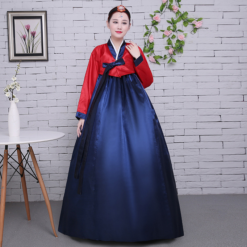 Hanbok Hàn Quốc Áo Đỏ Váy Xanh