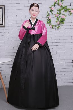 Trang Phục Hanbok Hàn Quốc Giá Rẻ Áo Hồng Viền Đen Váy Đen