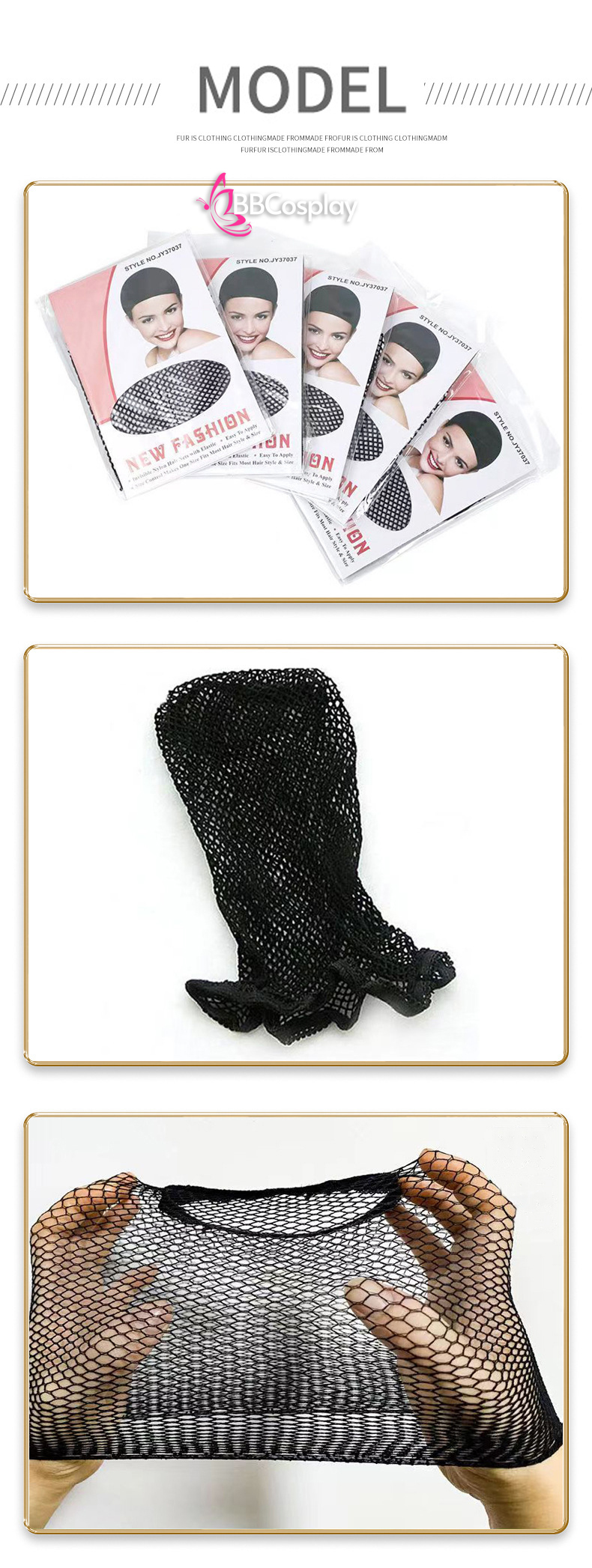 Wig Cap - Lưới Đội Tóc Giả - Màu Đen