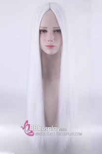 Tóc Giả Trắng Bạch Kim Dài 2 Mái 100Cm