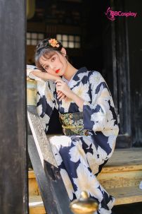 Yukata Đen Hoa Trắng
